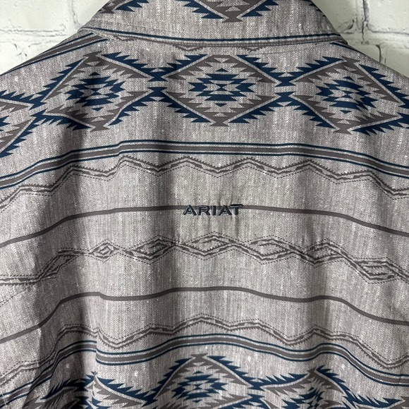 Ariat VentTEK Outbound Classic LS Shirt Grey Navy Southwestern Aztec Mens L T - Picture 9 of 14